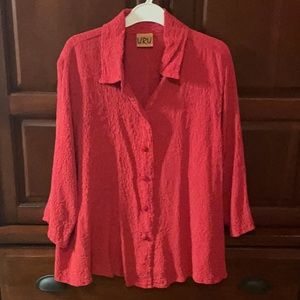 URU Red Textured Silk VENICE Blouse